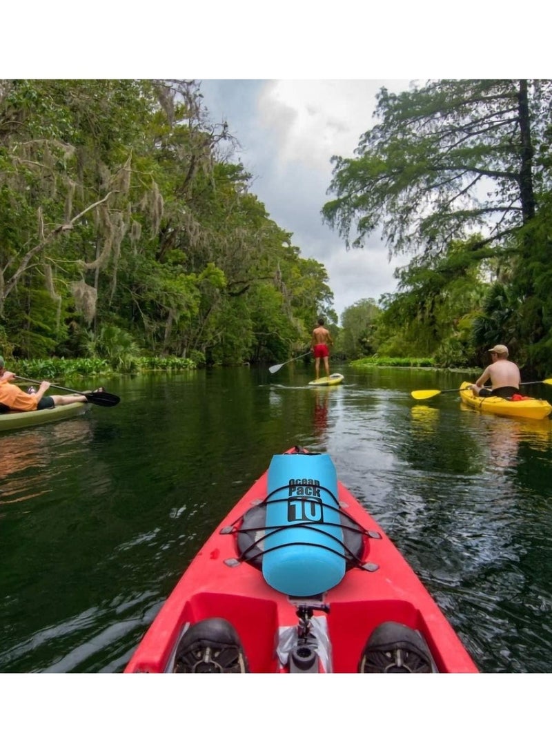 أوشن باك حقيبة جافة مقاومة للماء من مادة PVC، سعة 10 لتر، قابلة للطي، مناسبة للغوص والتخزين، للرجال والنساء، وللشاطئ والسباحة، وللرحلات النهرية والبحرية، مع حزام كتف، مثالية للتجديف، والشاطئ، وركوب القوارب، والمشي لمسافات طويلة، والتخييم، وصيد الأسماك، مقاس 32 × 20 سم - أزرق - Image 3